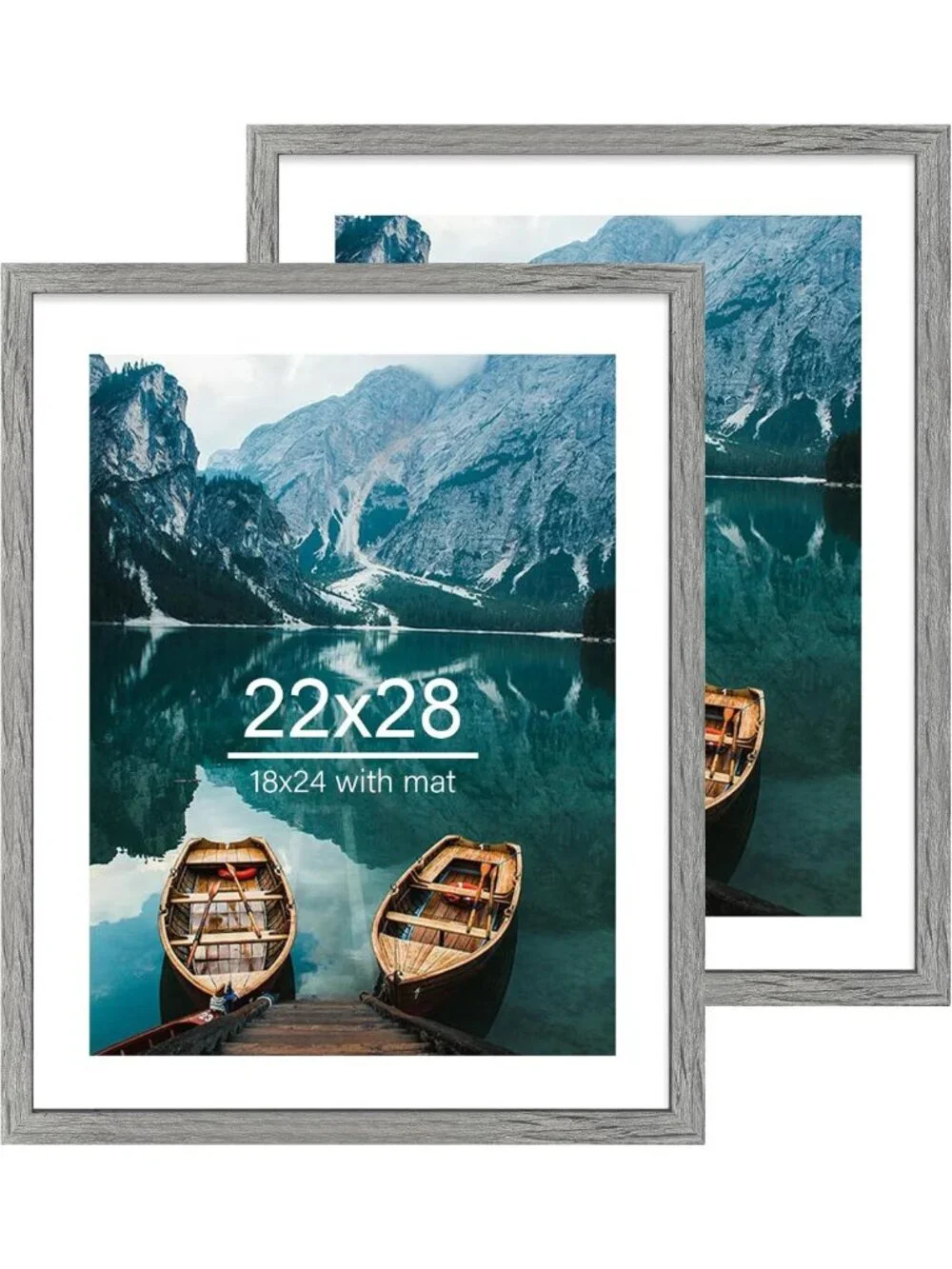 Rustic Grey Wood Frame Set of 2 - 22x28 & 18x24 Display, Wall Mount, Versatile